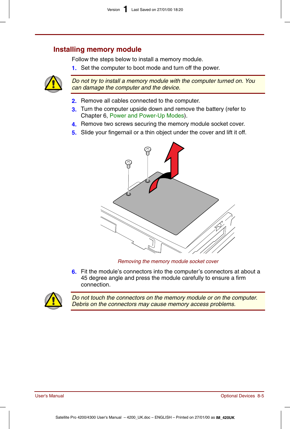 Installing memory module -5 | Toshiba Satellite Pro 4320 User Manual | Page 117 / 230