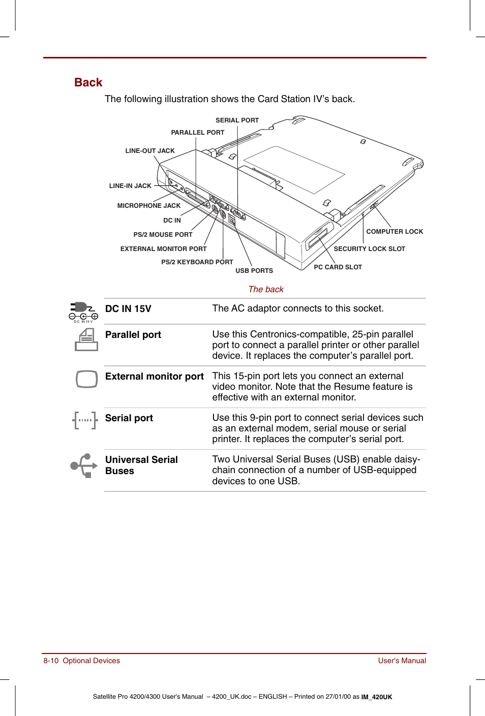 Back -10, Back | Toshiba Satellite Pro 4320 User Manual | Page 122 / 230