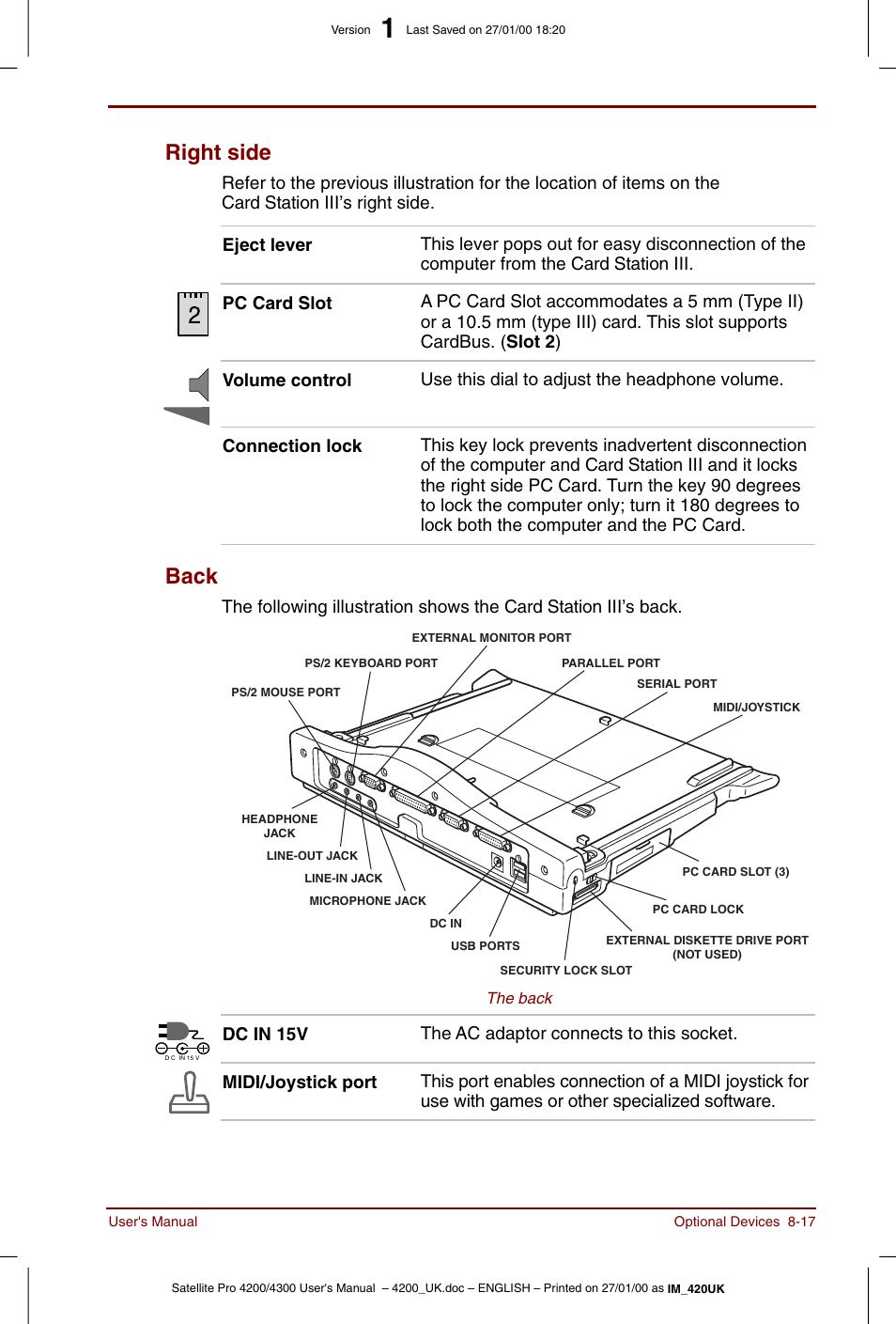 Right side -17 back -17, Right side, Back | Toshiba Satellite Pro 4320 User Manual | Page 129 / 230