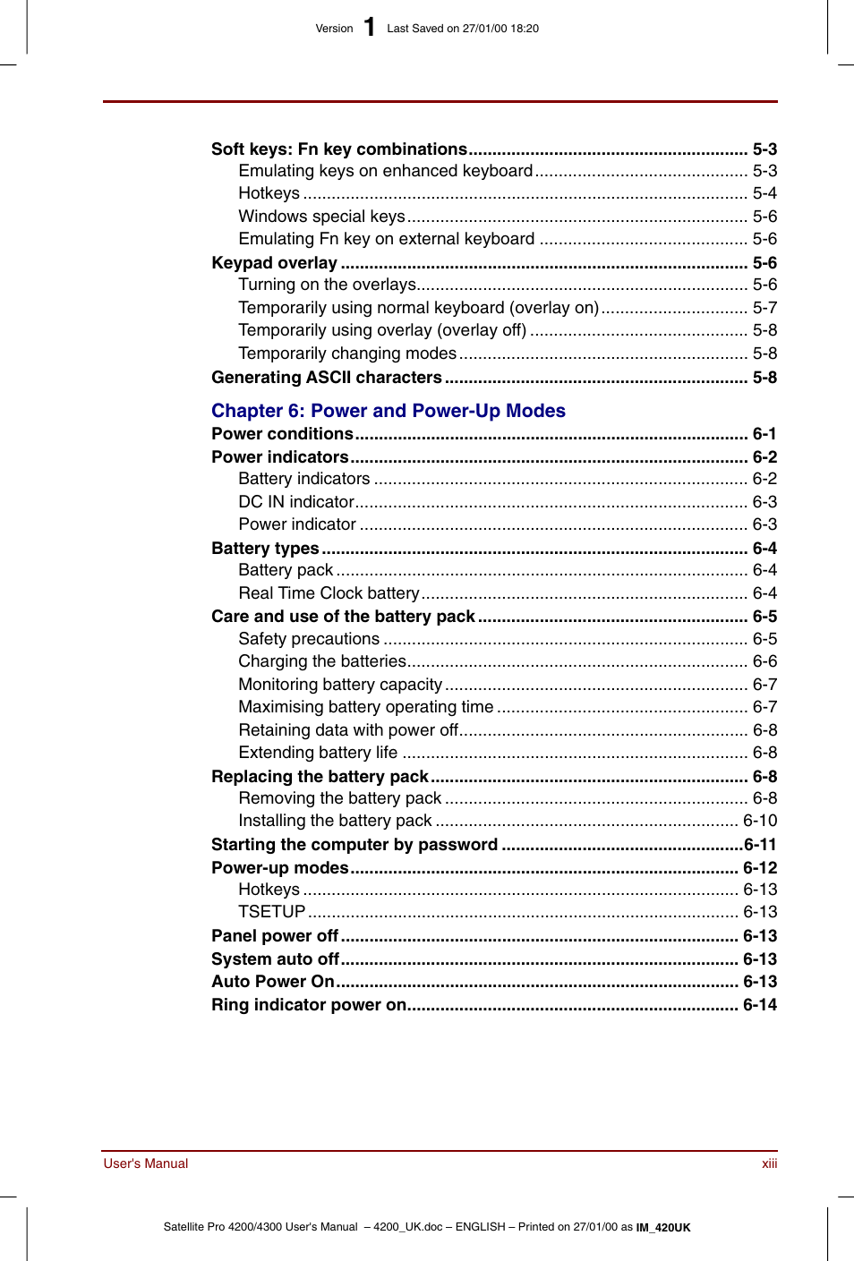 Toshiba Satellite Pro 4320 User Manual | Page 13 / 230