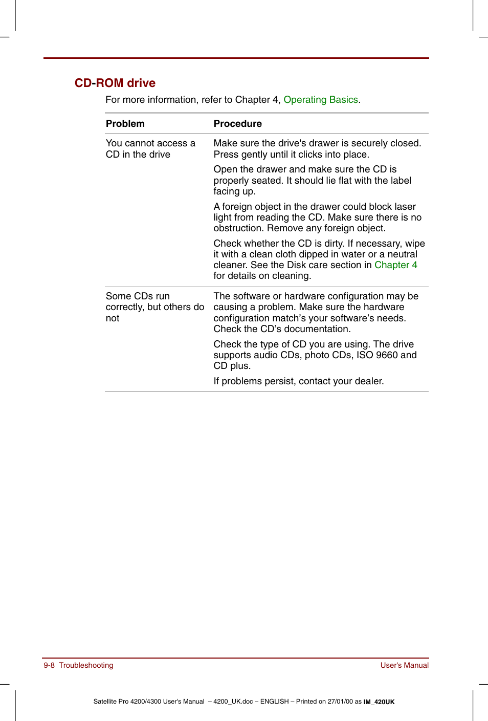 Cd-rom drive -8, Cd - rom drive | Toshiba Satellite Pro 4320 User Manual | Page 156 / 230