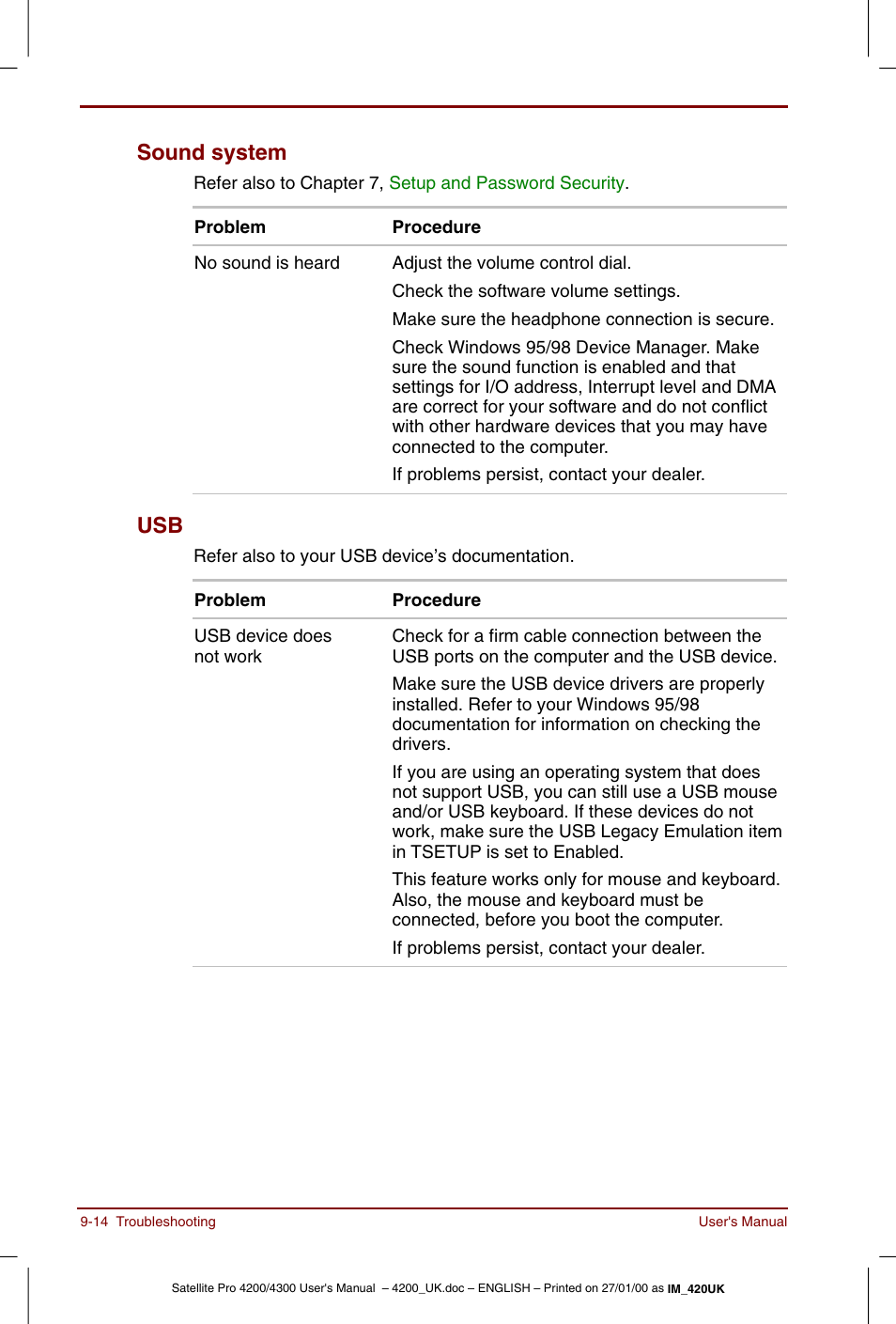 Sound system -14 usb -14, Sound system | Toshiba Satellite Pro 4320 User Manual | Page 162 / 230