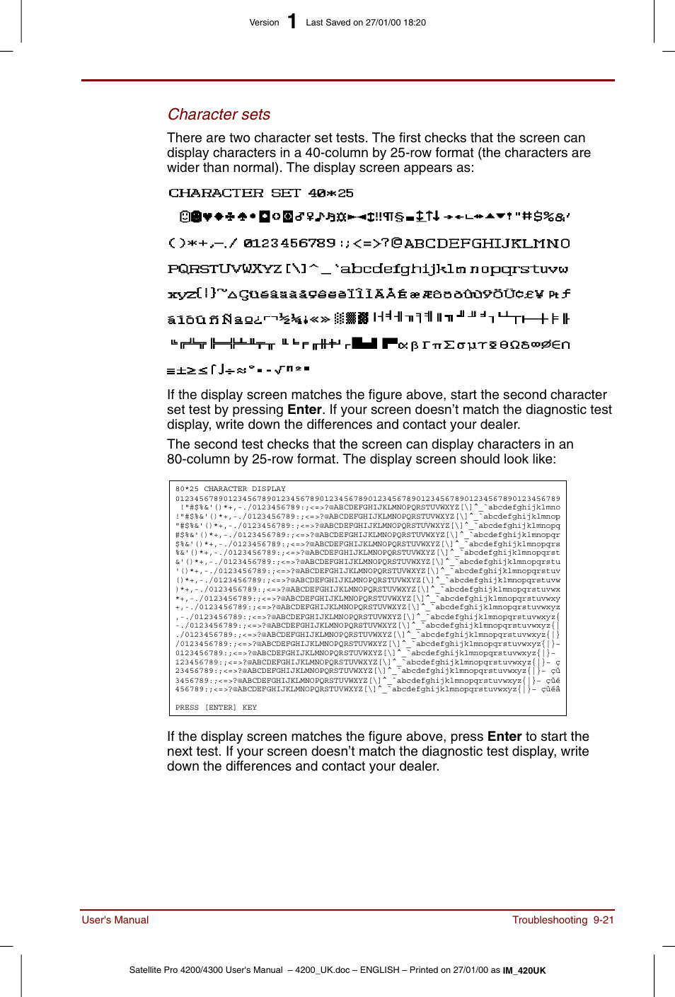 Character sets | Toshiba Satellite Pro 4320 User Manual | Page 169 / 230