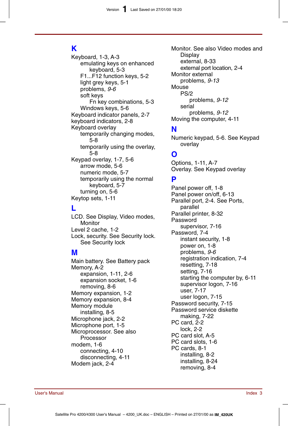 Toshiba Satellite Pro 4320 User Manual | Page 227 / 230