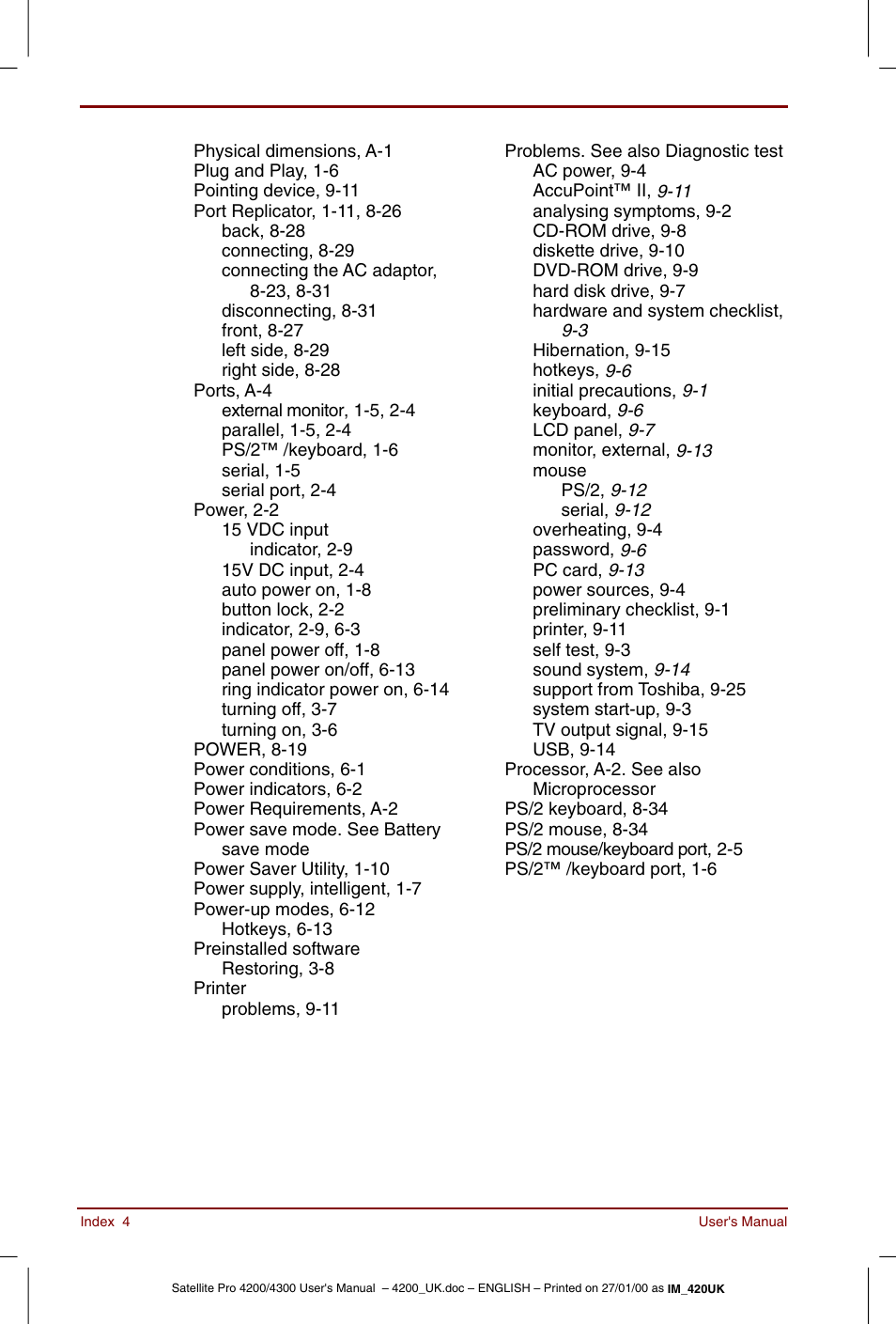 Toshiba Satellite Pro 4320 User Manual | Page 228 / 230