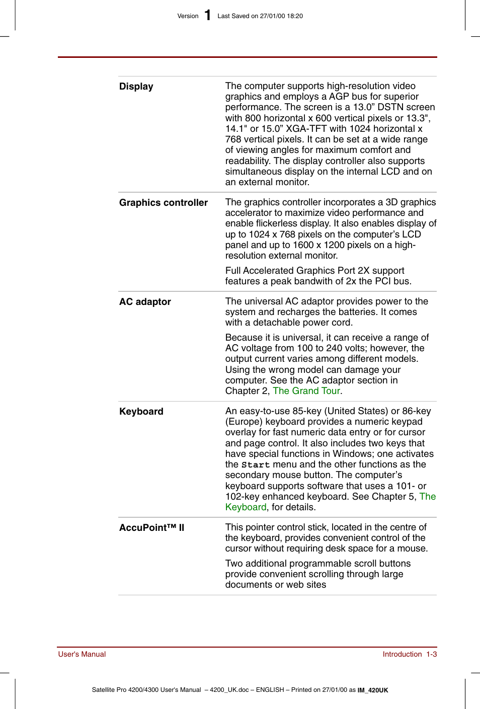 Toshiba Satellite Pro 4320 User Manual | Page 23 / 230