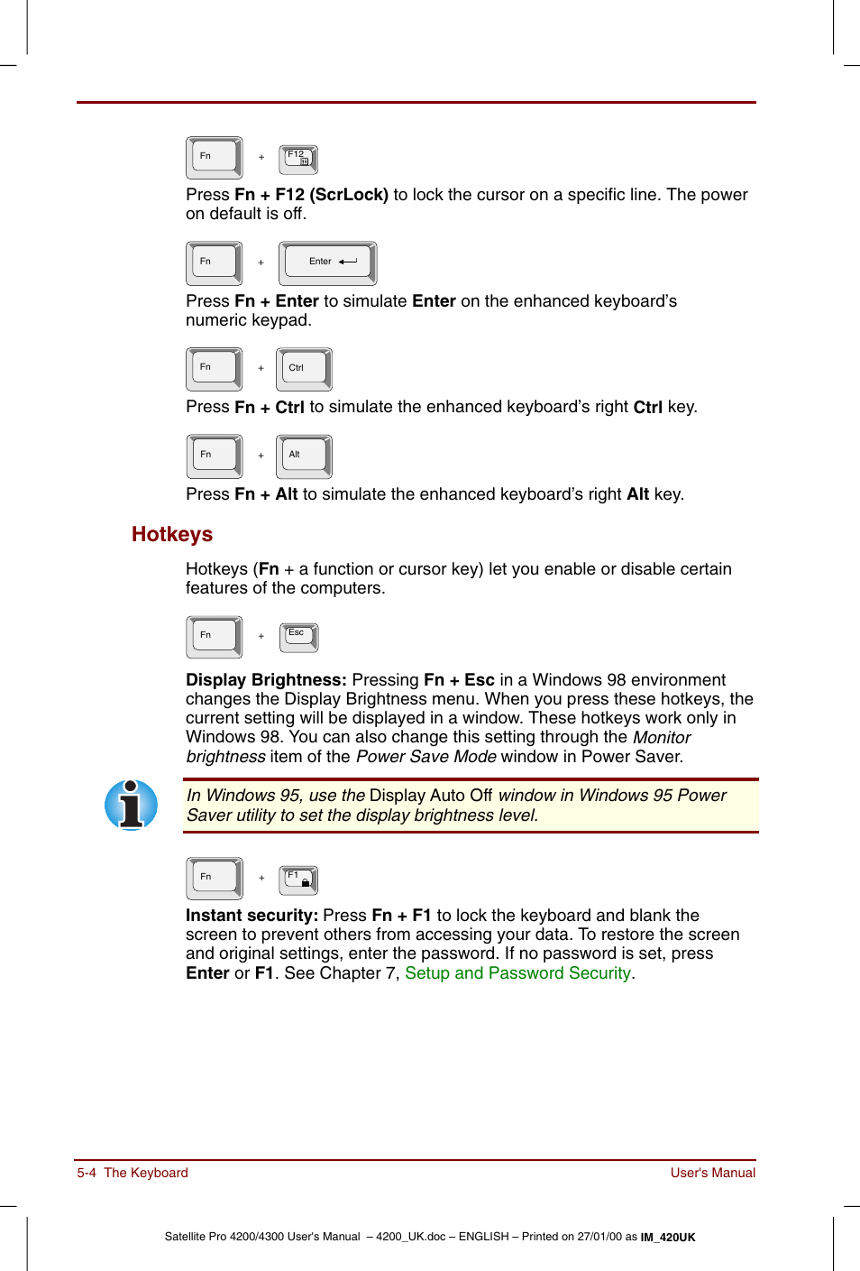 Hotkeys -4, Hotkeys | Toshiba Satellite Pro 4320 User Manual | Page 70 / 230