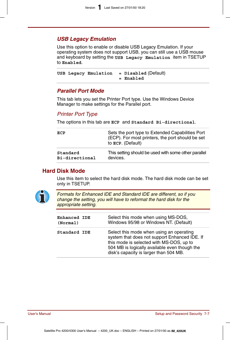 Hard disk mode -7, Hard disk mode | Toshiba Satellite Pro 4320 User Manual | Page 95 / 230