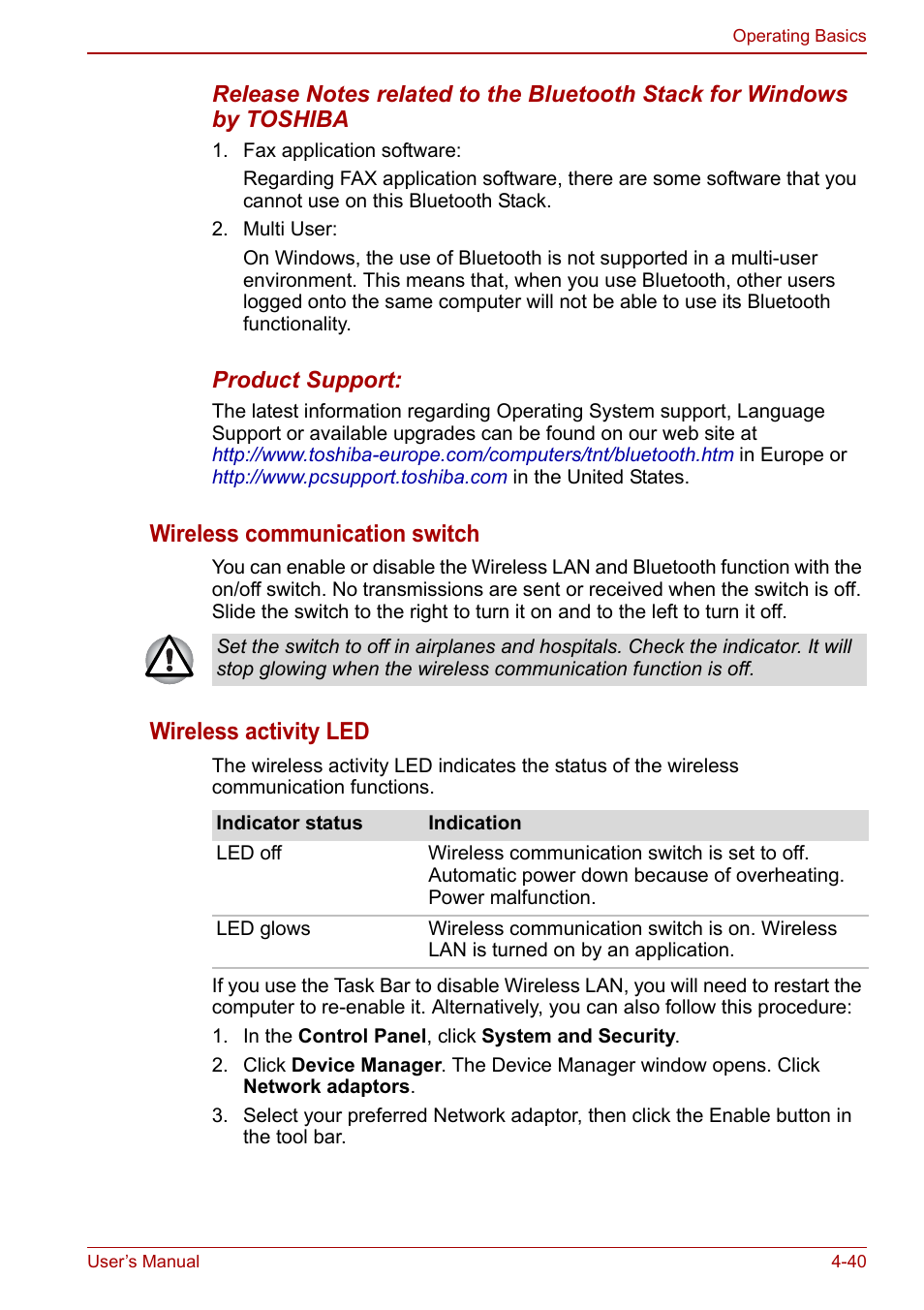 Wireless communication switch, Wireless activity led | Toshiba Qosmio X500 User Manual | Page 119 / 213