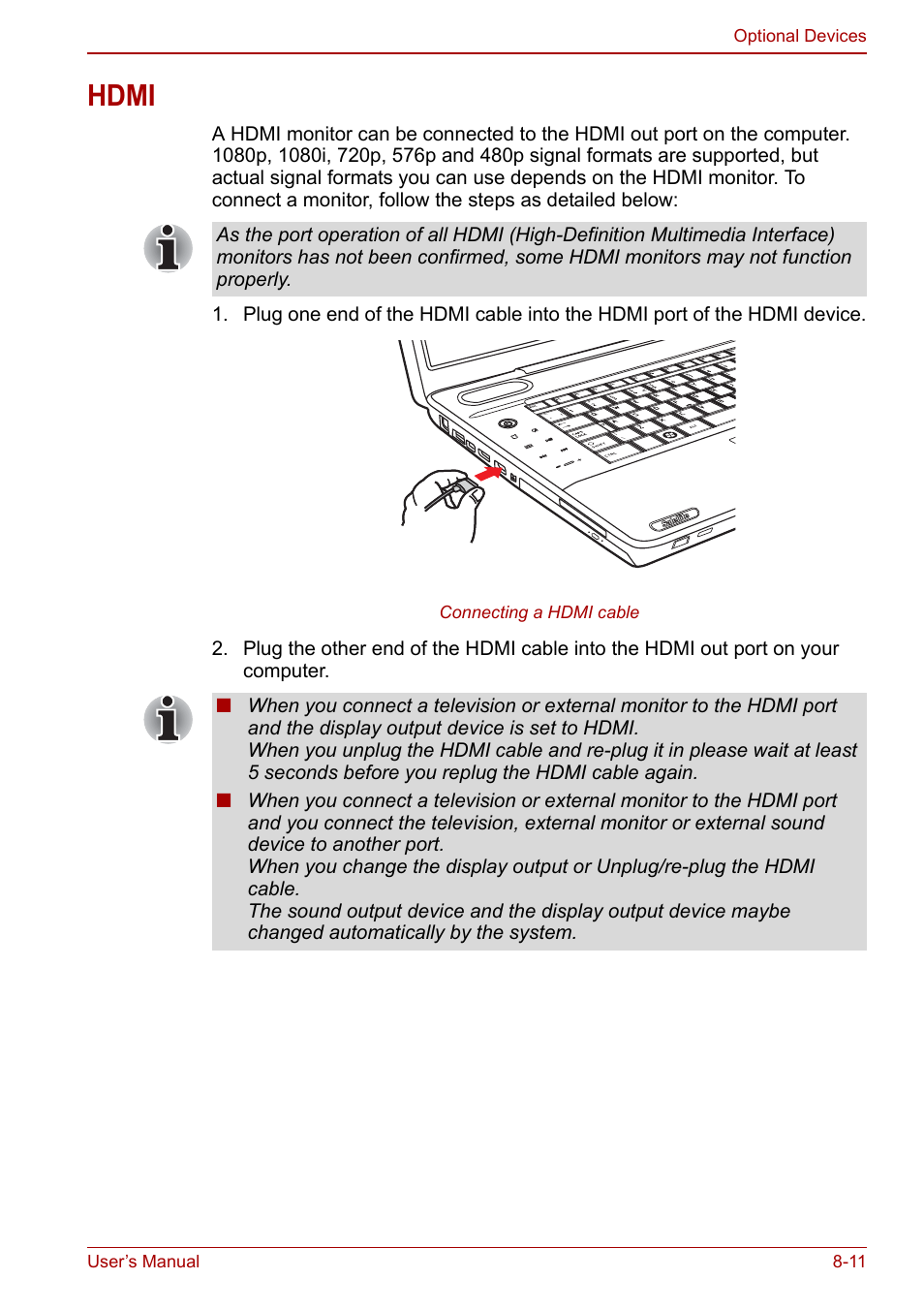 Hdmi, Hdmi -11 | Toshiba Qosmio X500 User Manual | Page 155 / 213