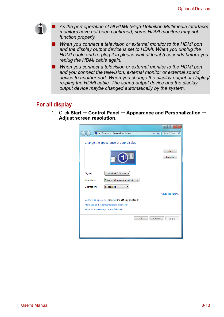 For all display | Toshiba Qosmio X500 User Manual | Page 157 / 213