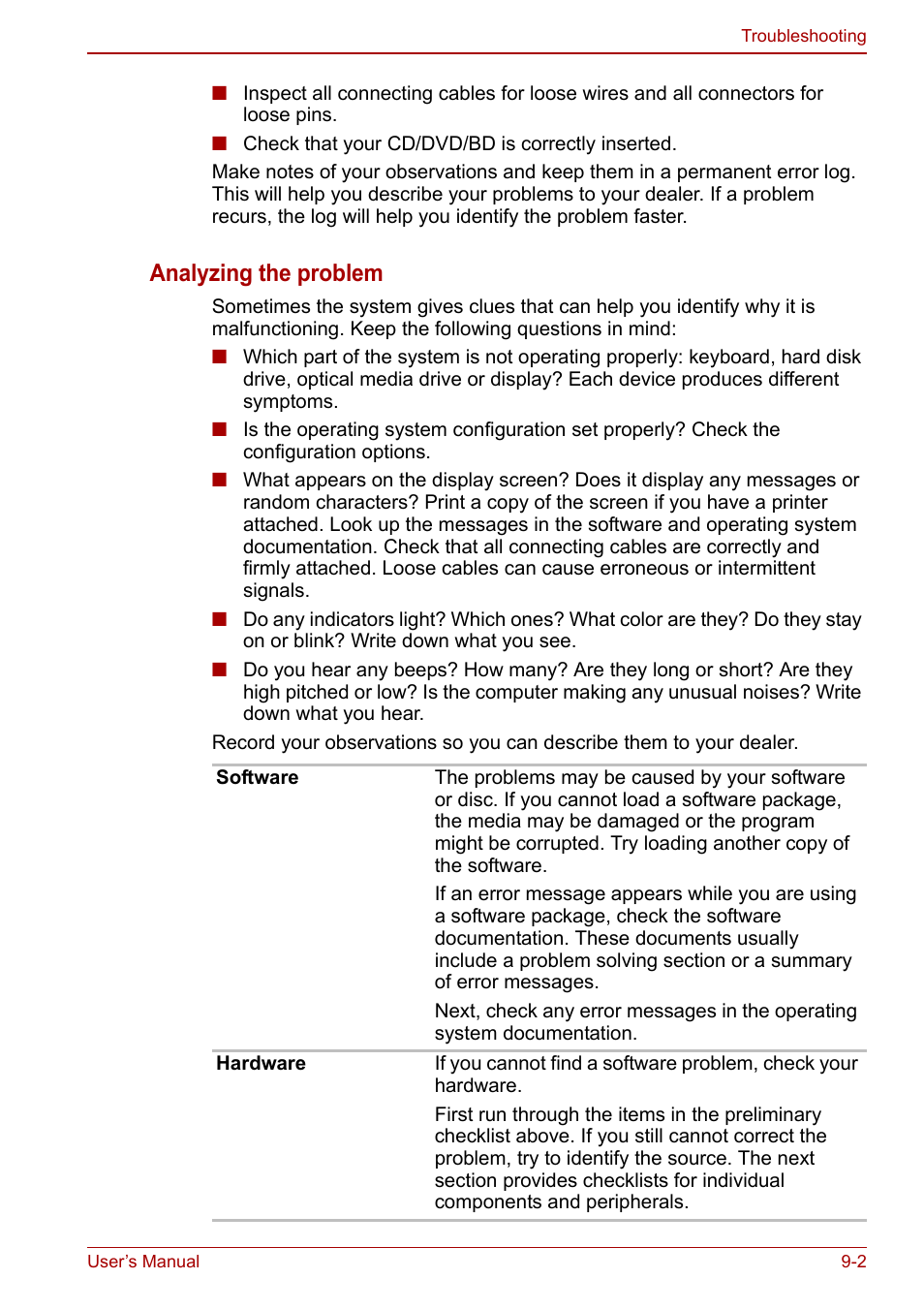 Analyzing the problem | Toshiba Qosmio X500 User Manual | Page 165 / 213