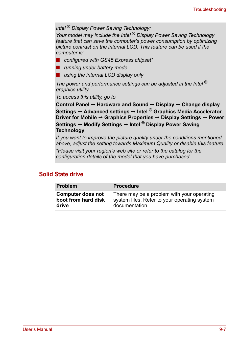 Solid state drive | Toshiba Qosmio X500 User Manual | Page 170 / 213