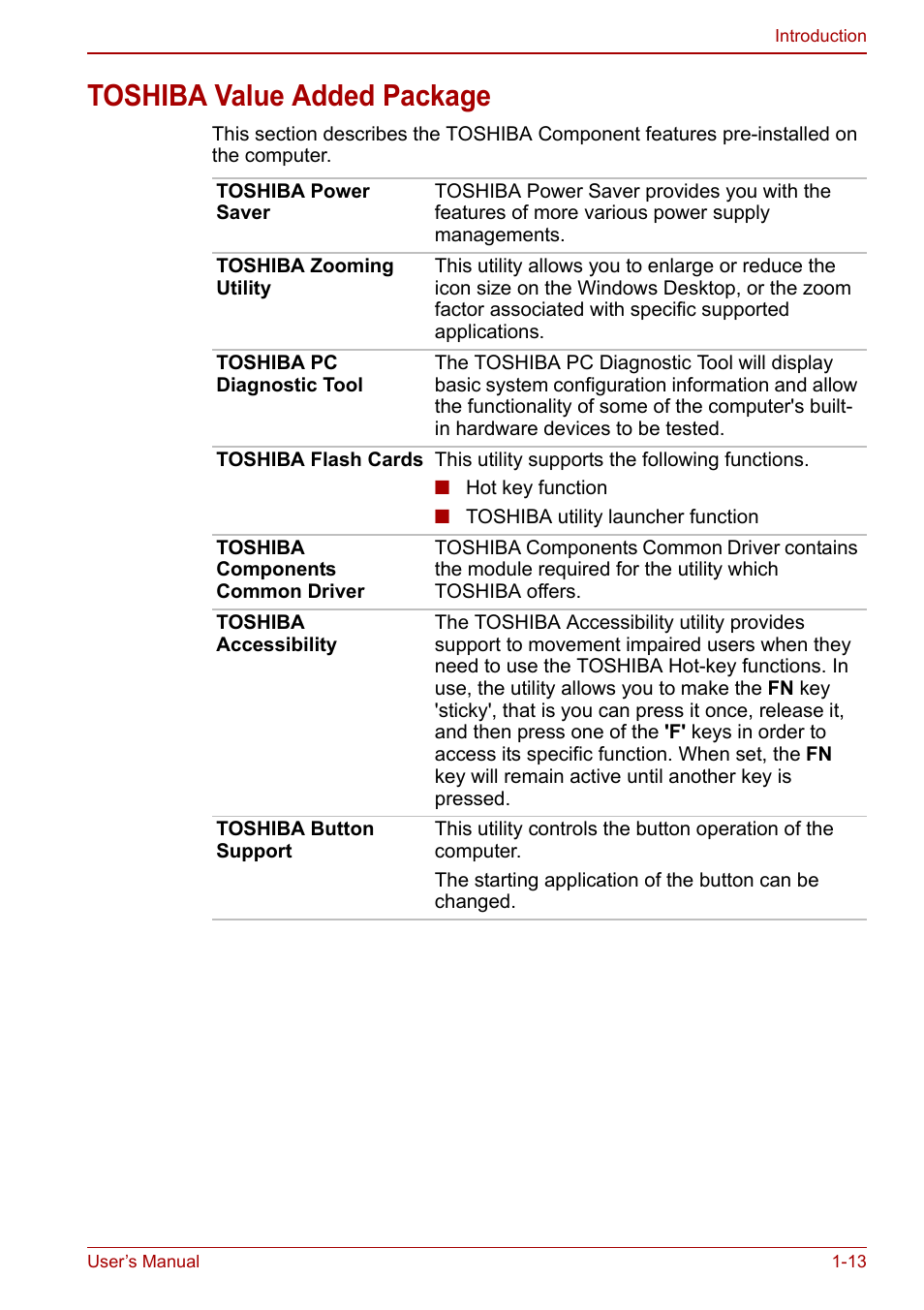 Toshiba value added package, Toshiba value added package -13 | Toshiba Qosmio X500 User Manual | Page 37 / 213