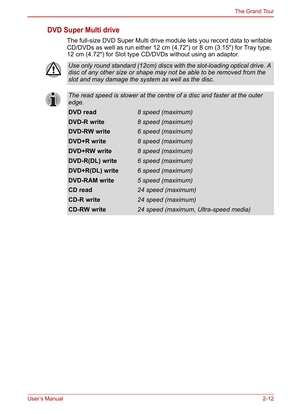 Dvd super multi drive | Toshiba Qosmio X500 User Manual | Page 53 / 213