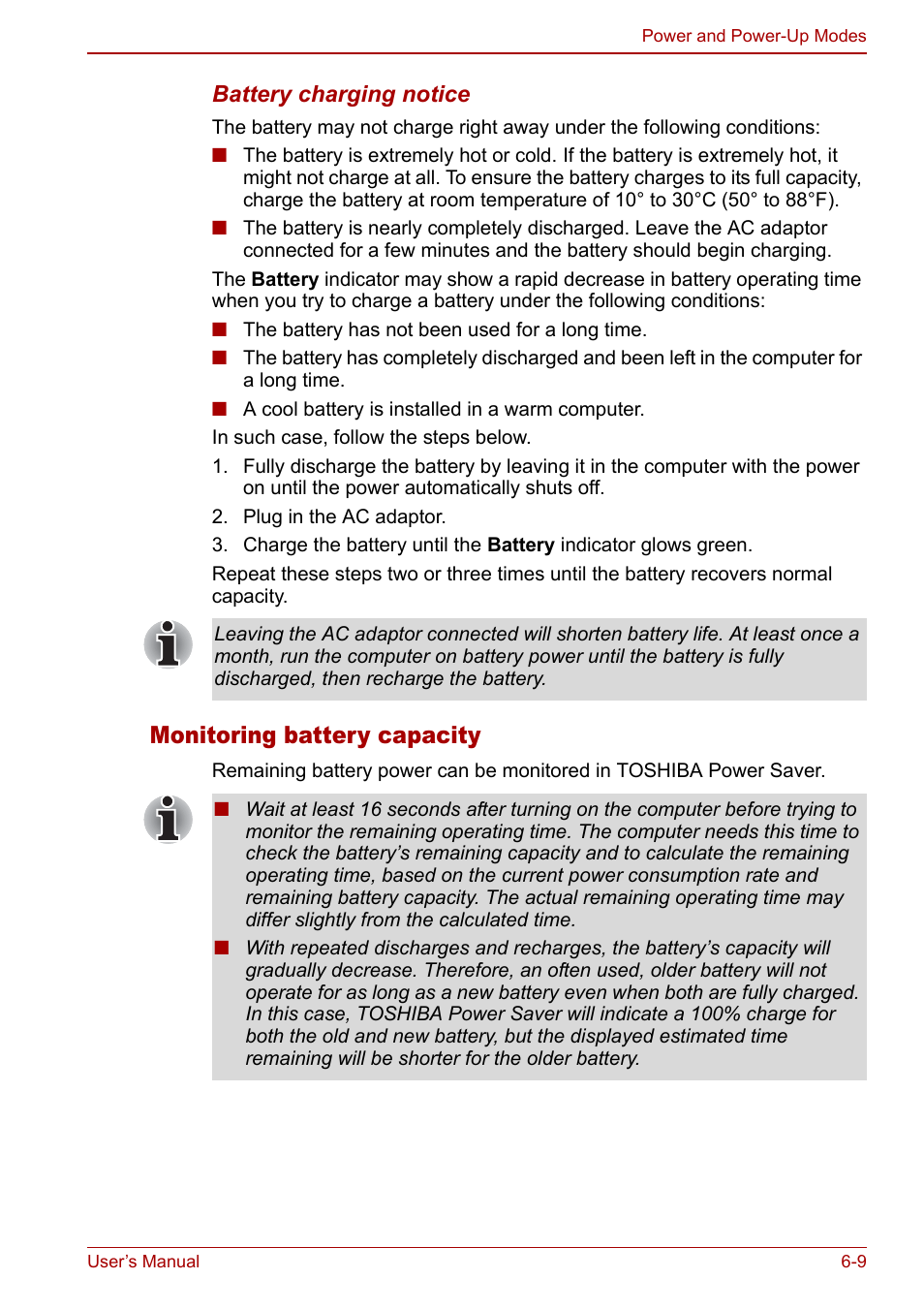 Monitoring battery capacity | Toshiba Satellite Pro L100 (PSLA1) User Manual | Page 113 / 186