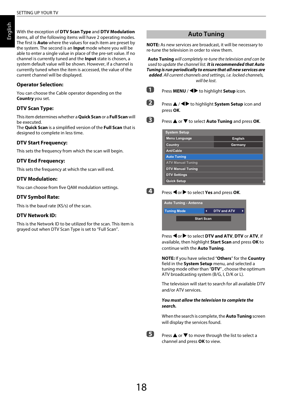 Auto tuning | Toshiba RL958 User Manual | Page 18 / 88