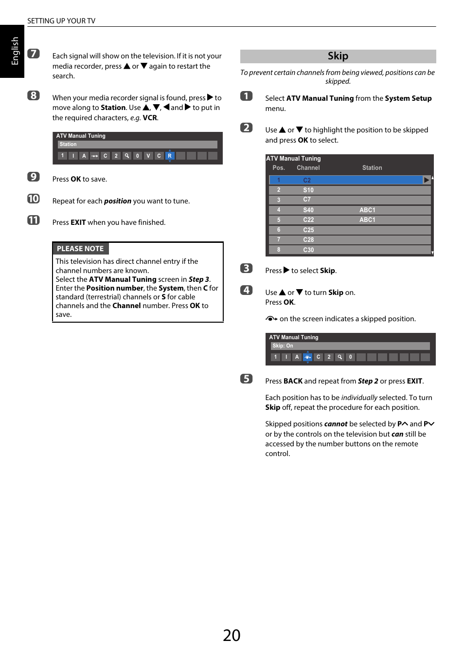 Skip, En glis h | Toshiba RL958 User Manual | Page 20 / 88