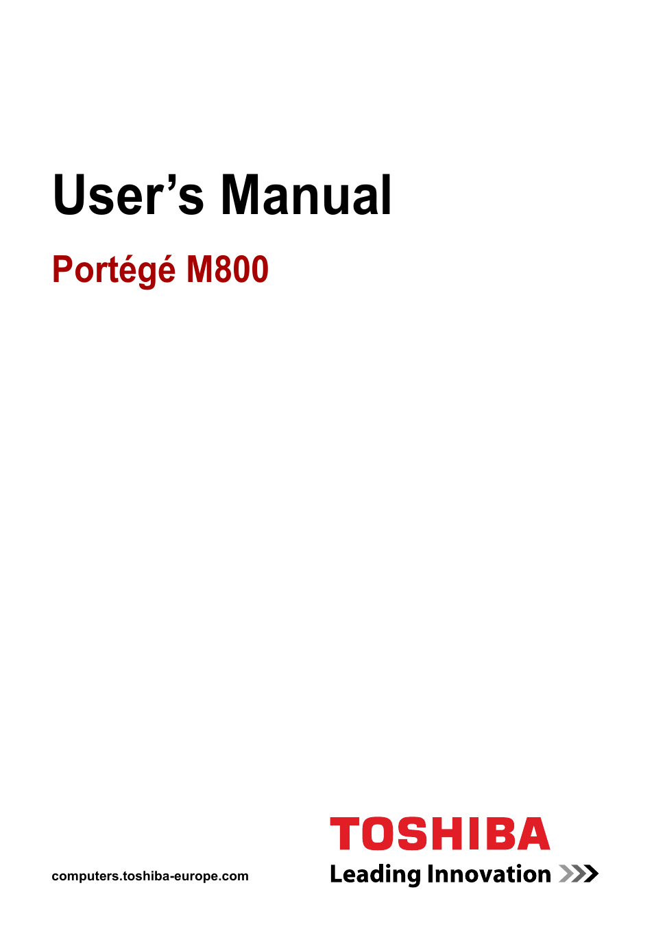 Toshiba Portege M800 User Manual | 177 pages