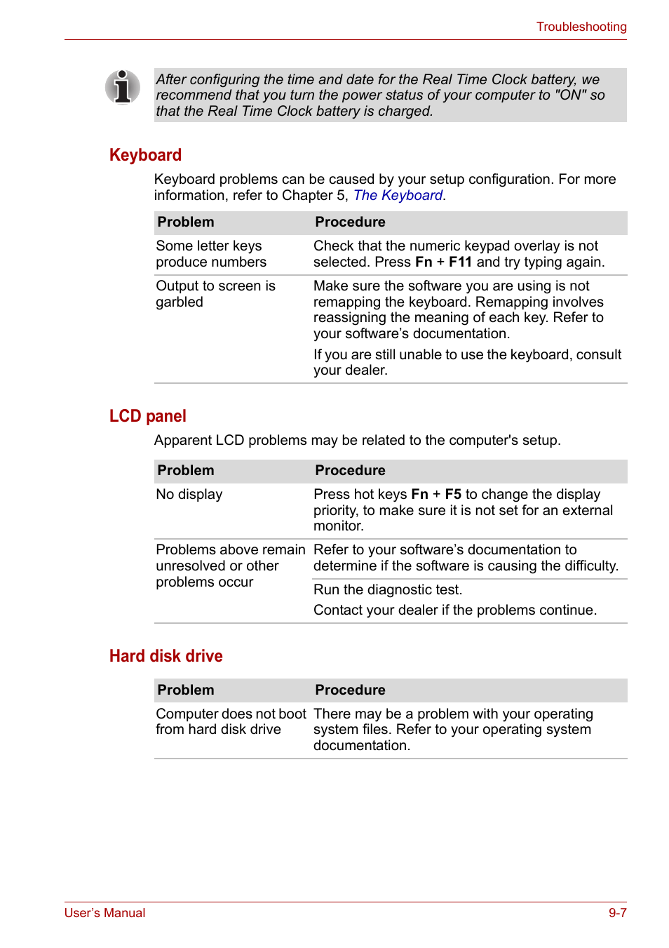 Keyboard, Lcd panel, Hard disk drive | Toshiba Portege M800 User Manual | Page 137 / 177