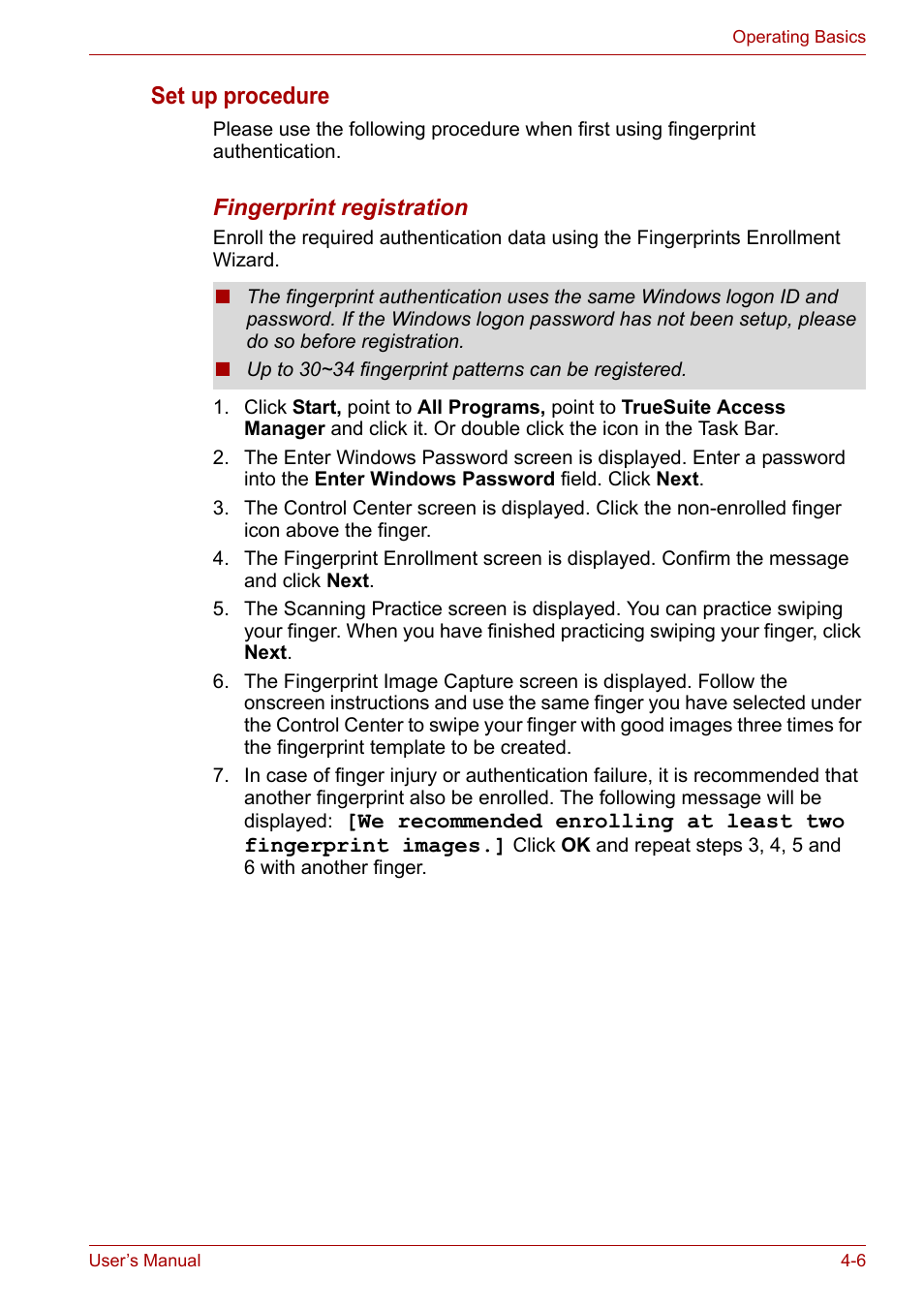 Set up procedure | Toshiba Portege M800 User Manual | Page 67 / 177