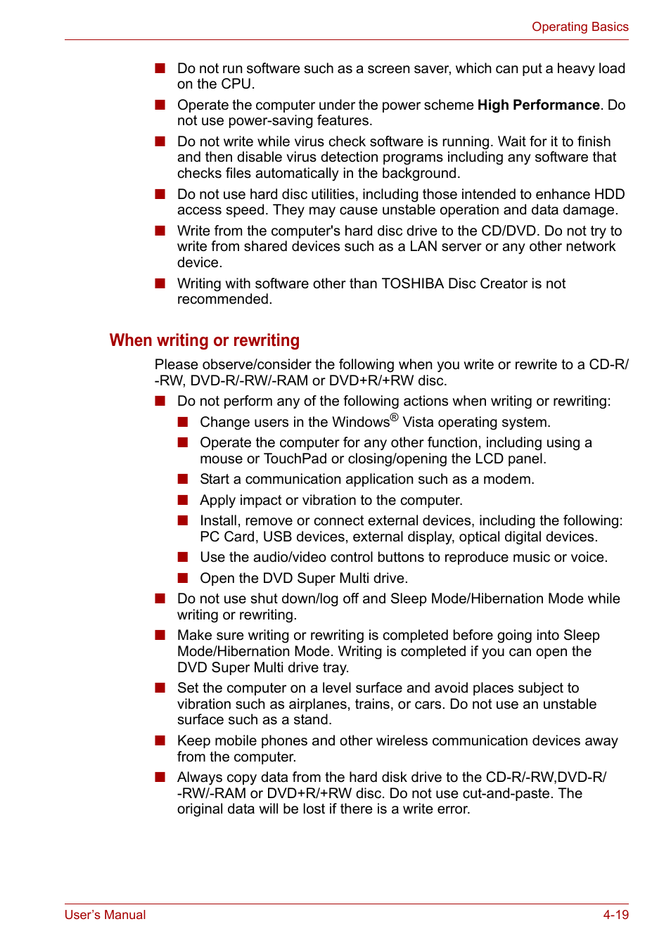 When writing or rewriting | Toshiba Portege M800 User Manual | Page 80 / 177