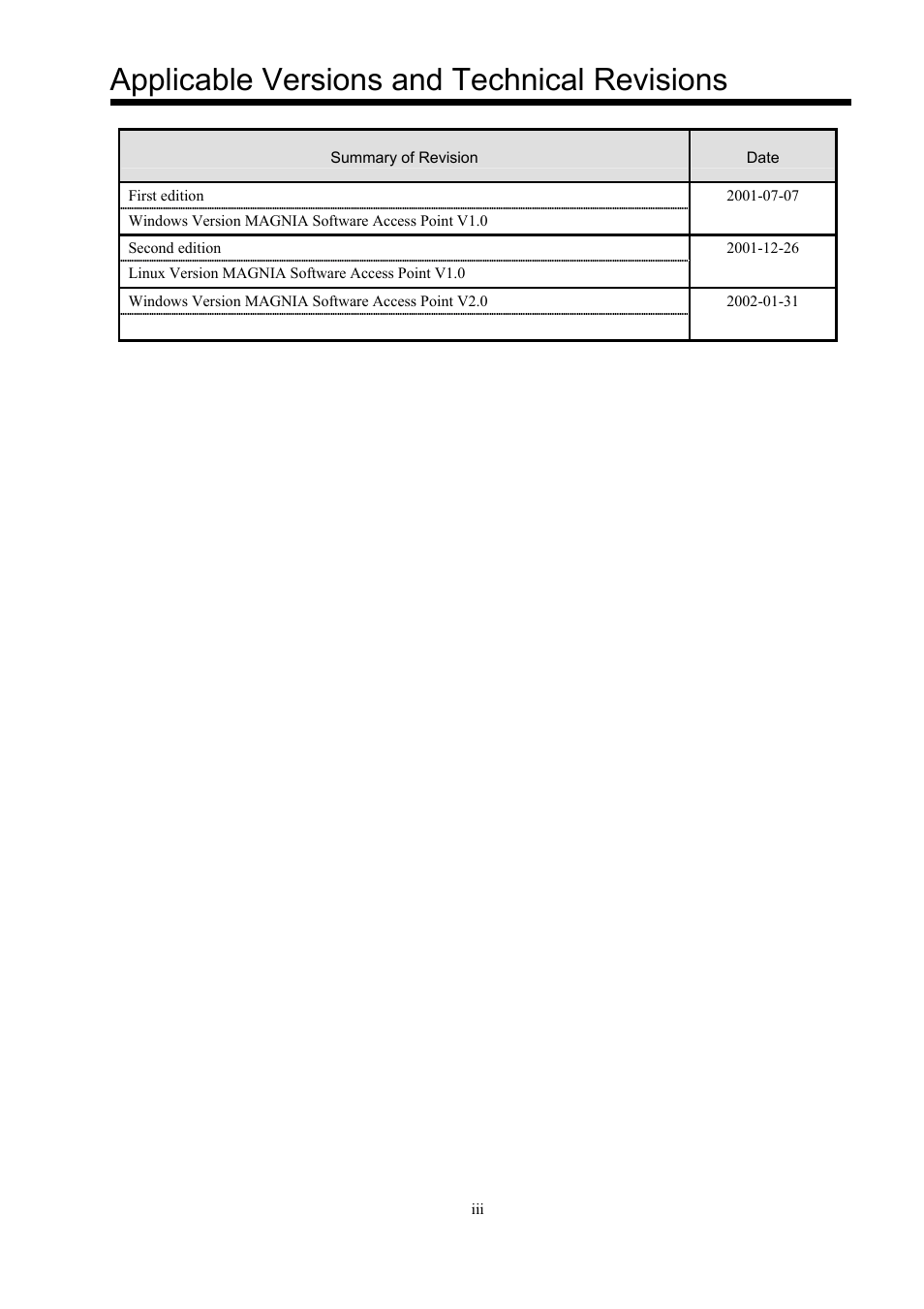 Applicable versions and technical revisions | Toshiba Magnia Z300 User Manual | Page 11 / 109