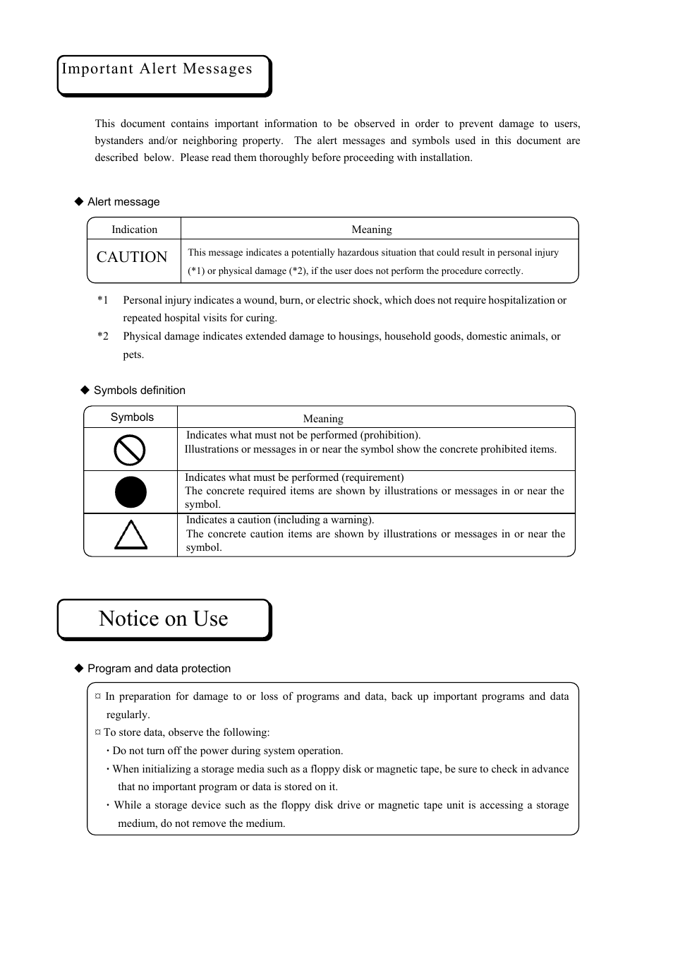 Notice on use, Important alert messages, Caution | Toshiba Magnia Z300 User Manual | Page 4 / 109