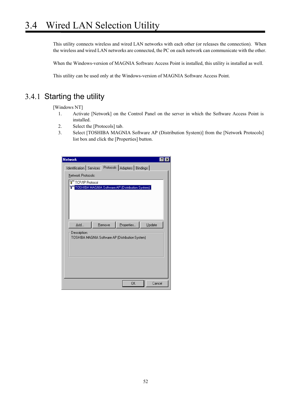 Wired lan selection utility, Starting the utility, 4 wired lan selection utility | 1 starting the utility | Toshiba Magnia Z300 User Manual | Page 60 / 109