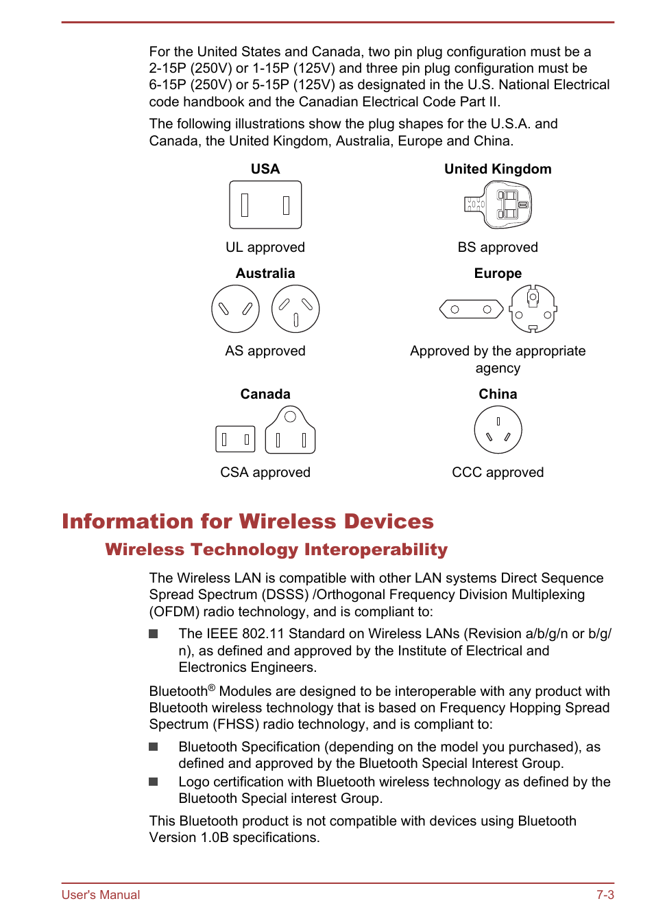 Information for wireless devices, Wireless technology interoperability, Information for wireless devices -3 | Toshiba Satellite M50D-A User Manual | Page 101 / 116