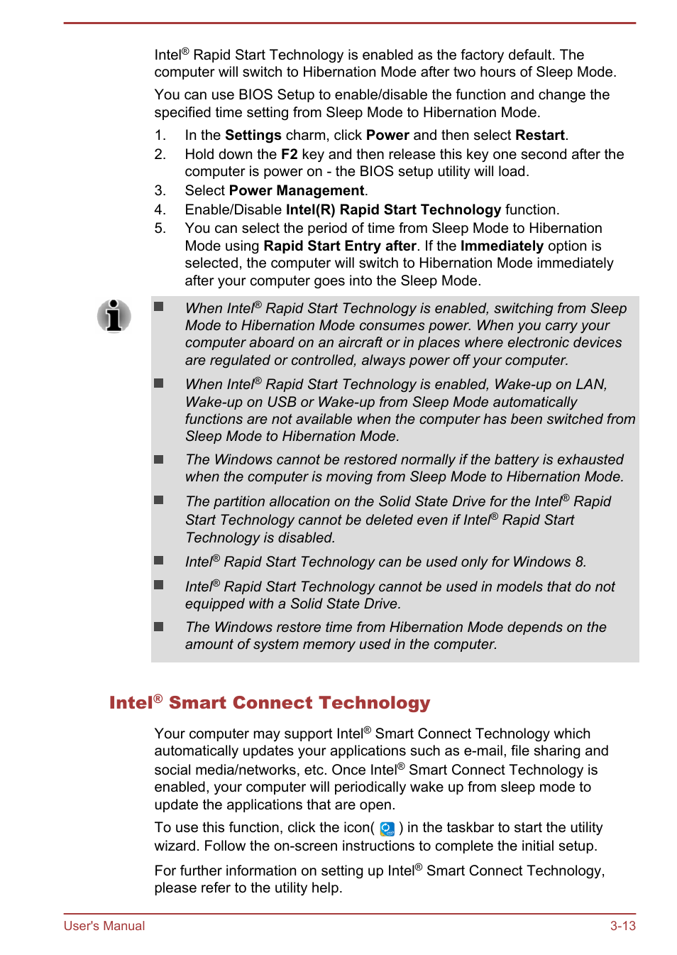 Intel® smart connect technology, Intel, Smart connect technology | Toshiba Satellite M50D-A User Manual | Page 42 / 116