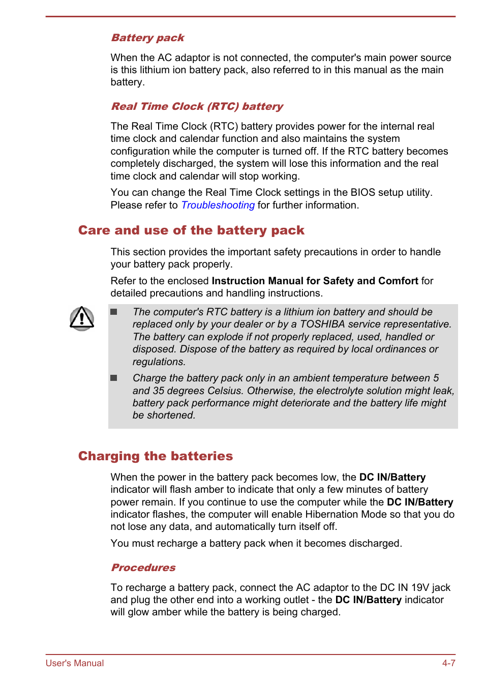 Care and use of the battery pack, Charging the batteries | Toshiba Satellite M50D-A User Manual | Page 52 / 116