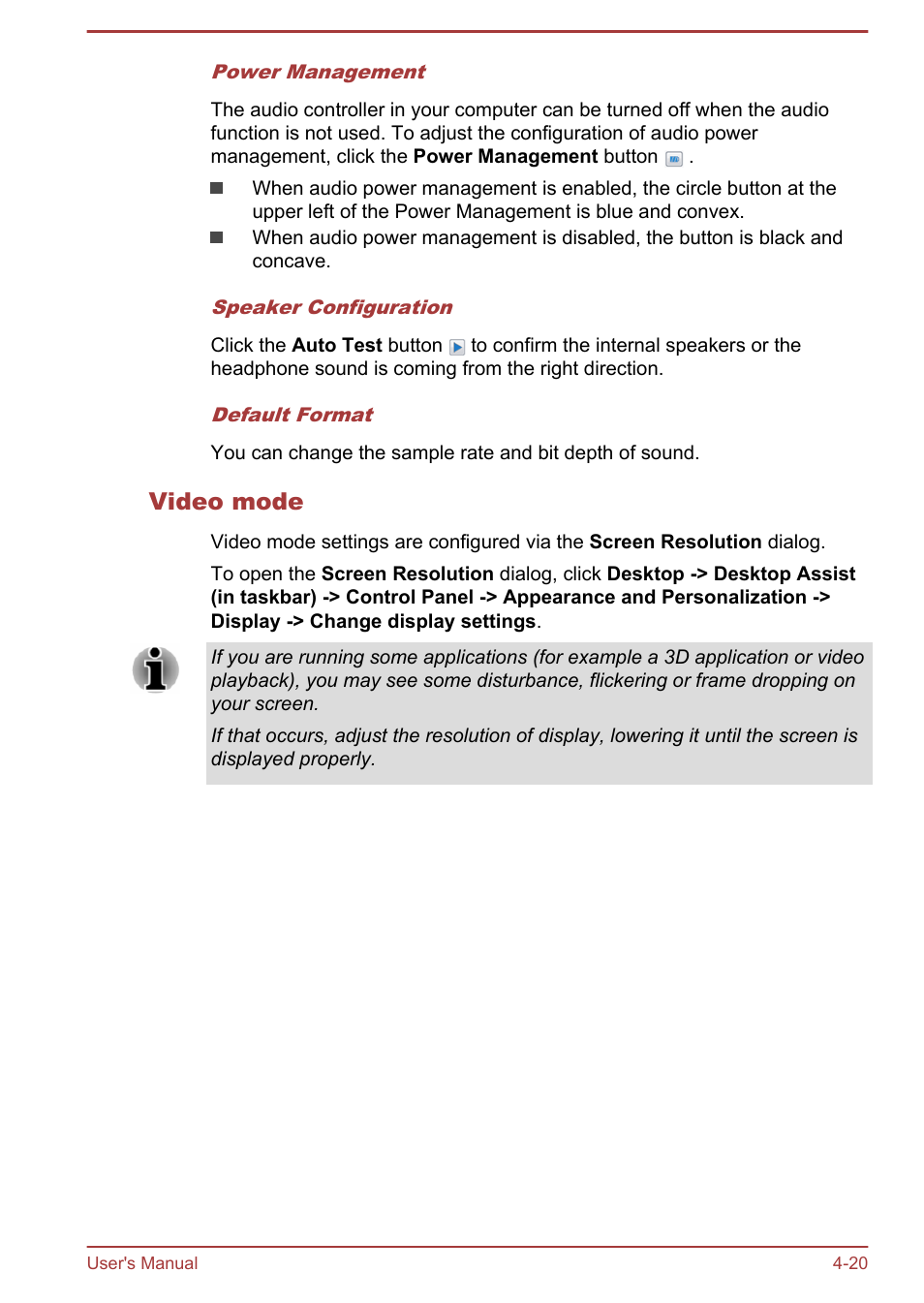 Video mode | Toshiba Satellite M50D-A User Manual | Page 65 / 116