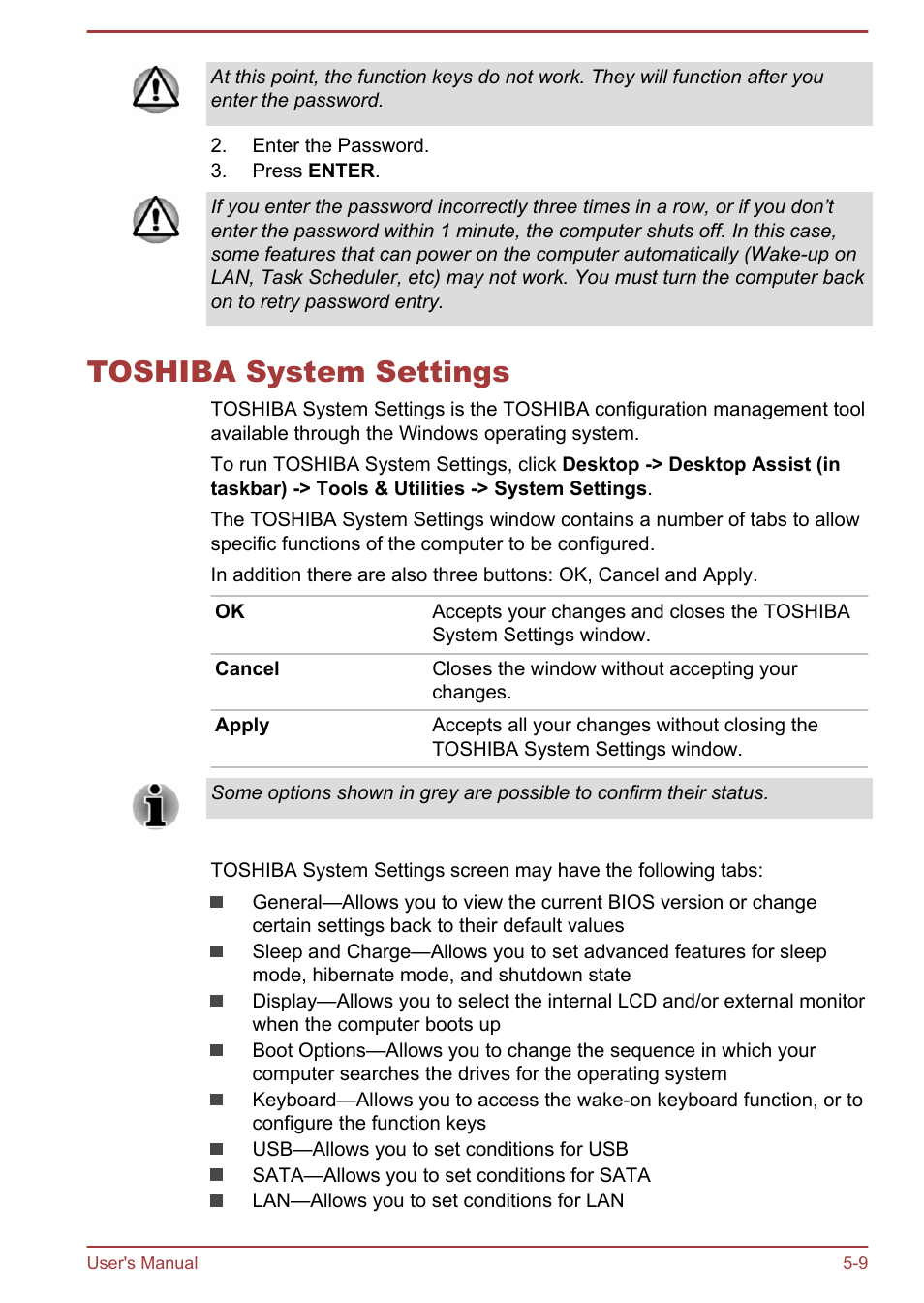 Toshiba system settings, Toshiba system settings -9 | Toshiba Satellite M50D-A User Manual | Page 74 / 116