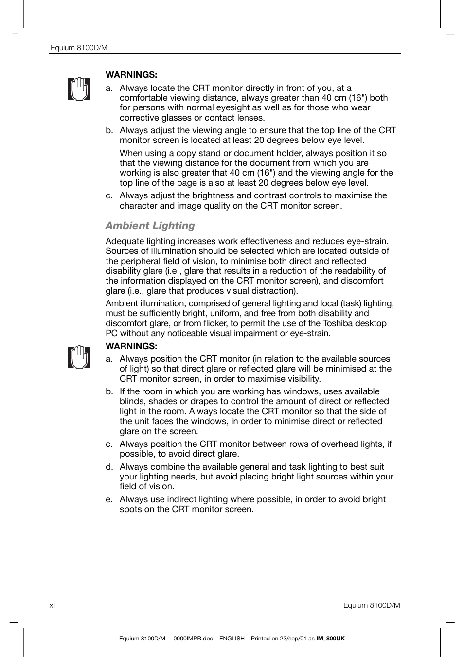 Toshiba Equium 8100 User Manual | Page 12 / 95