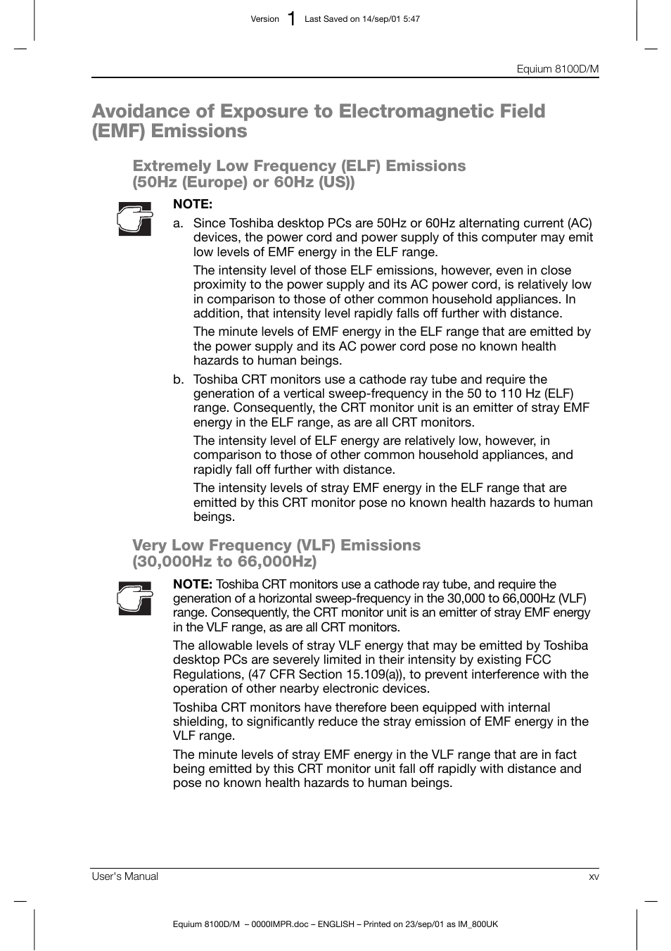 Toshiba Equium 8100 User Manual | Page 15 / 95