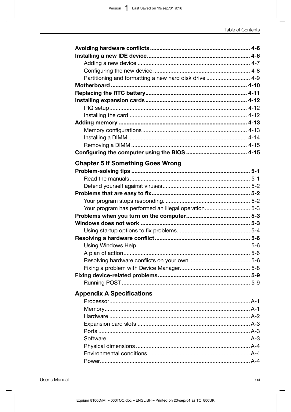 Toshiba Equium 8100 User Manual | Page 20 / 95