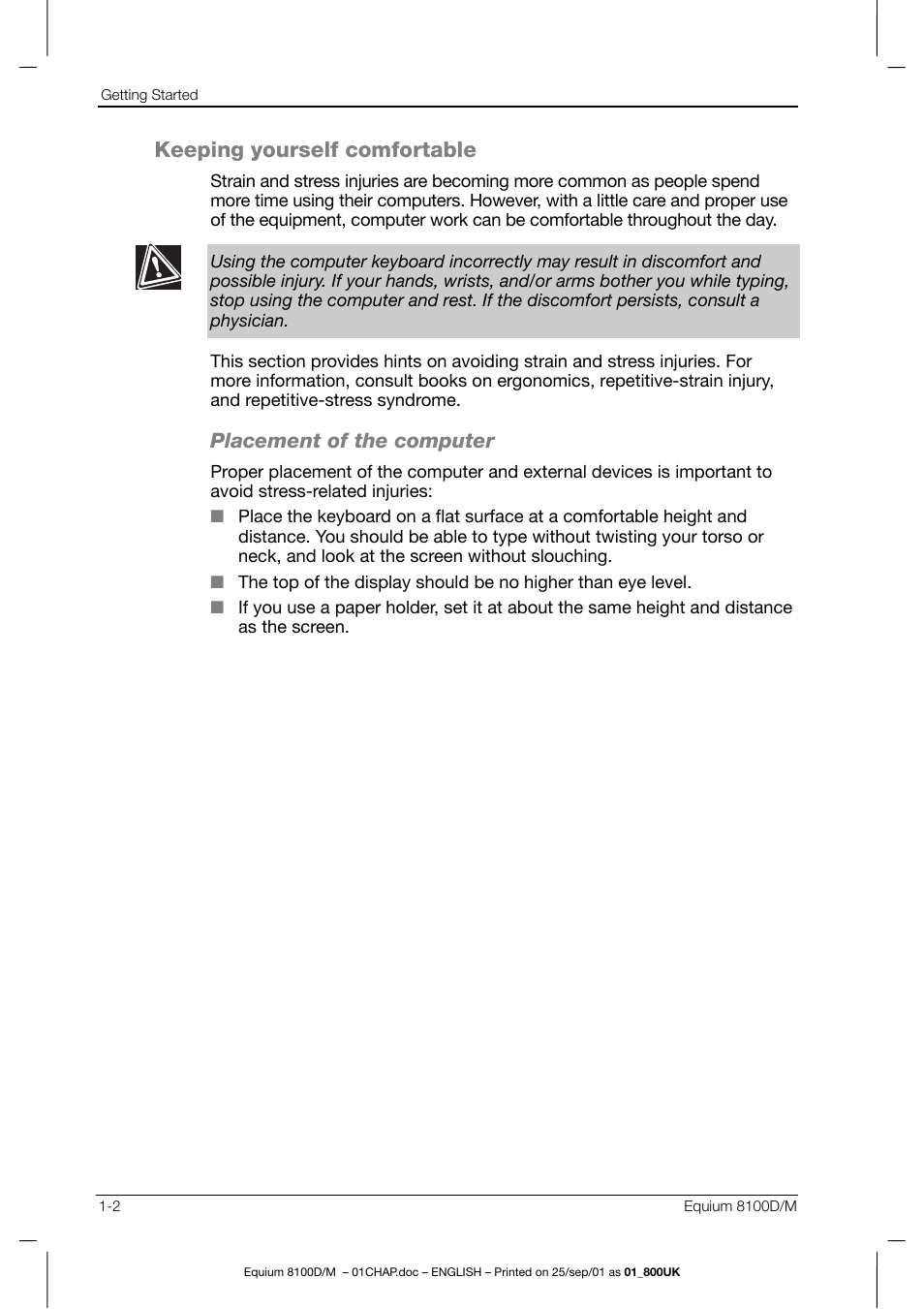 Keeping yourself comfortable | Toshiba Equium 8100 User Manual | Page 24 / 95