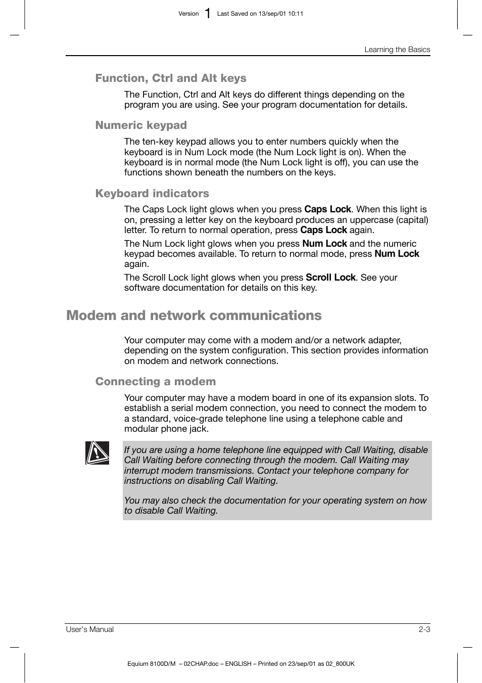 Modem and network communications | Toshiba Equium 8100 User Manual | Page 42 / 95