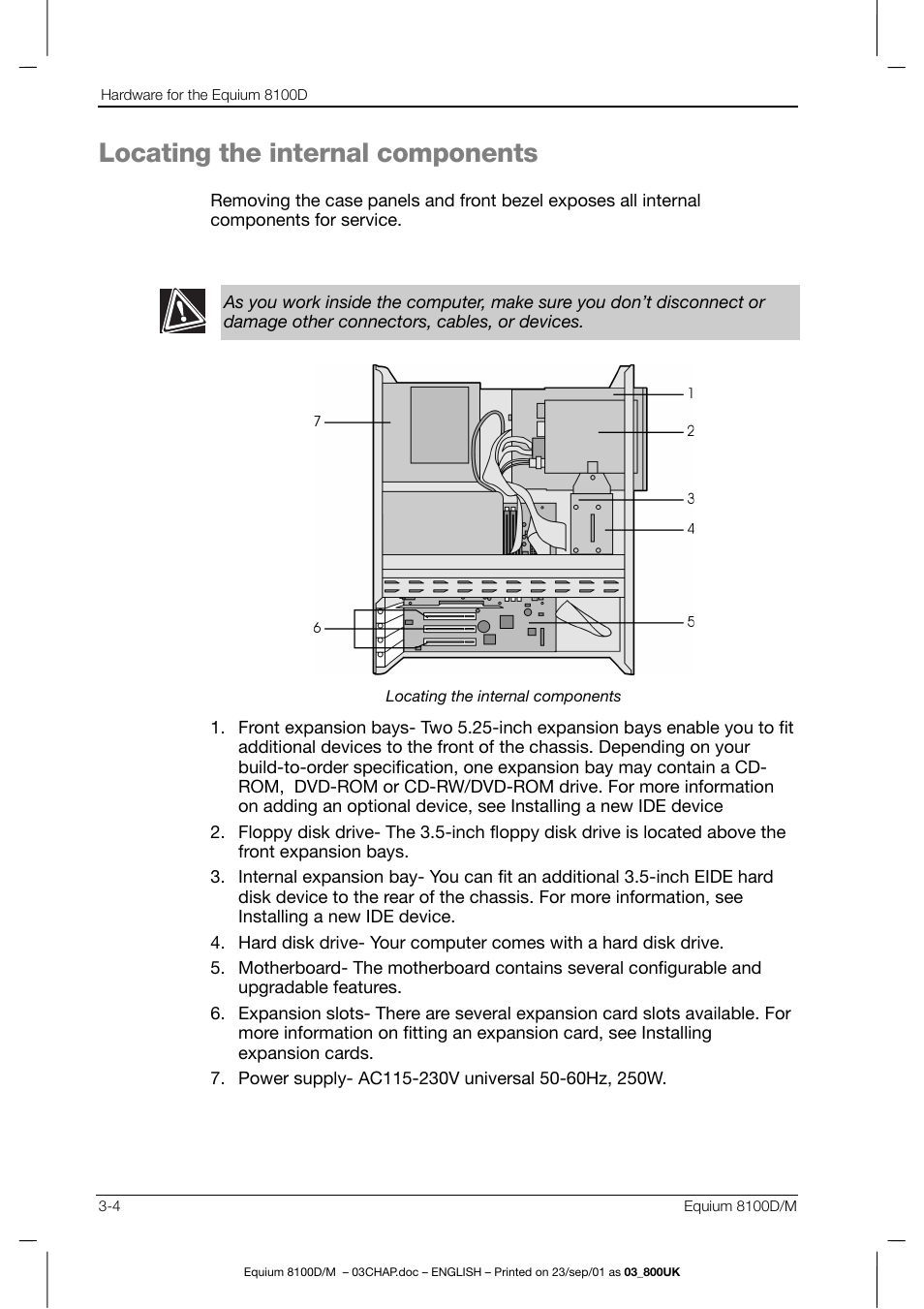 Locating the internal components | Toshiba Equium 8100 User Manual | Page 49 / 95