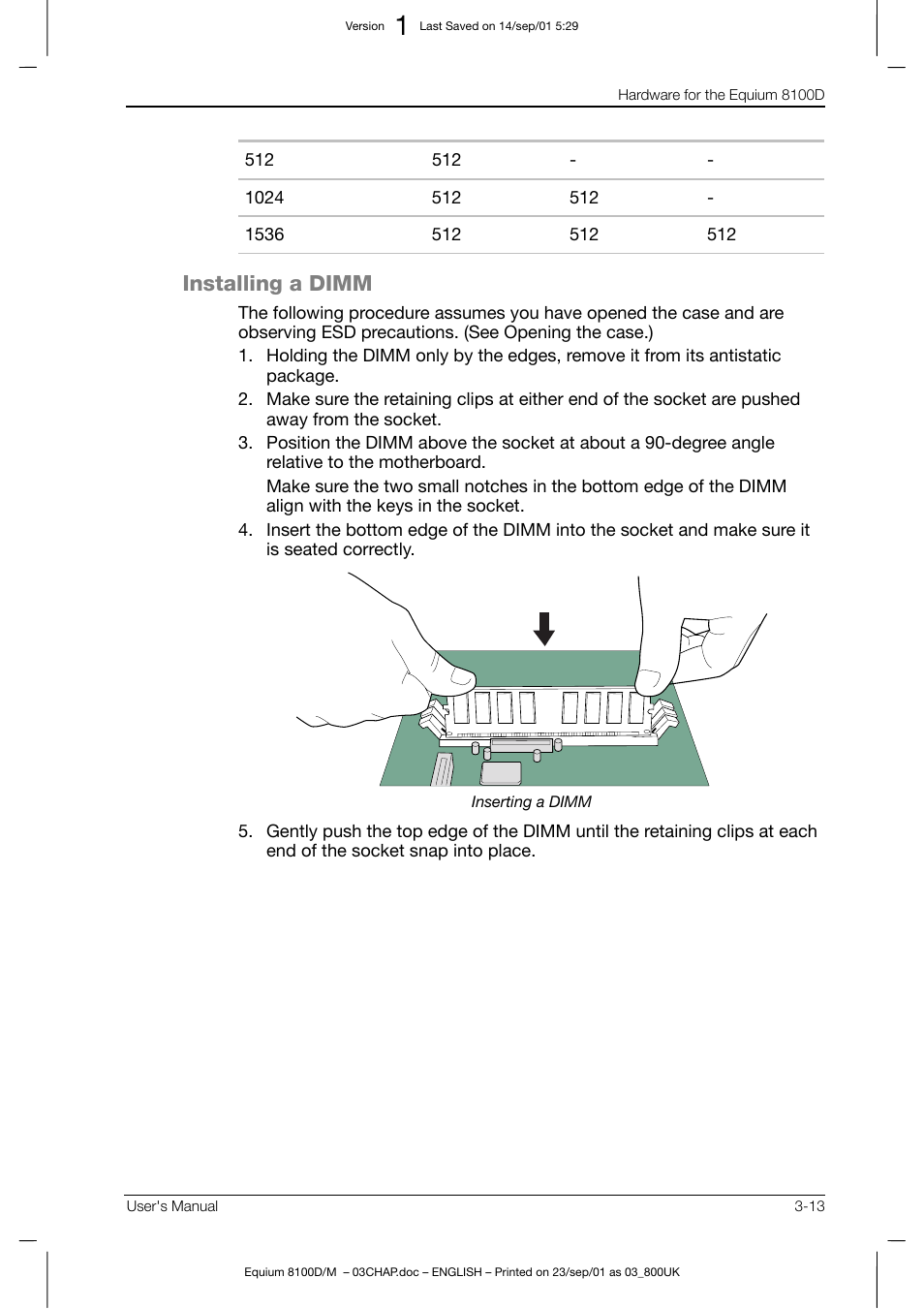 Installing a dimm | Toshiba Equium 8100 User Manual | Page 58 / 95