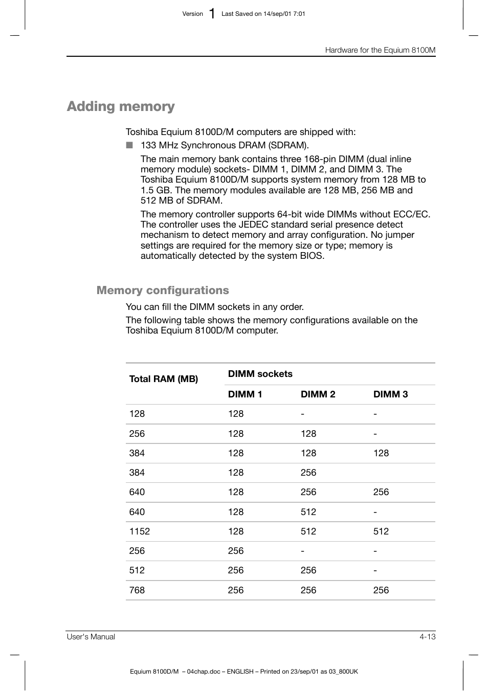 Toshiba Equium 8100 User Manual | Page 72 / 95