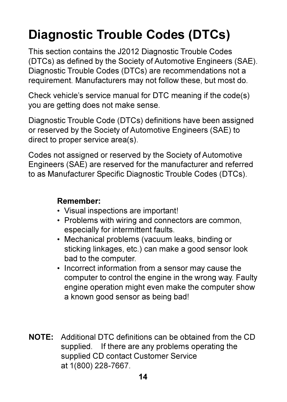 Diagnostic trouble codes (dtcs) | Actron OBD II POCKETSCAN CP9125 User Manual | Page 14 / 44