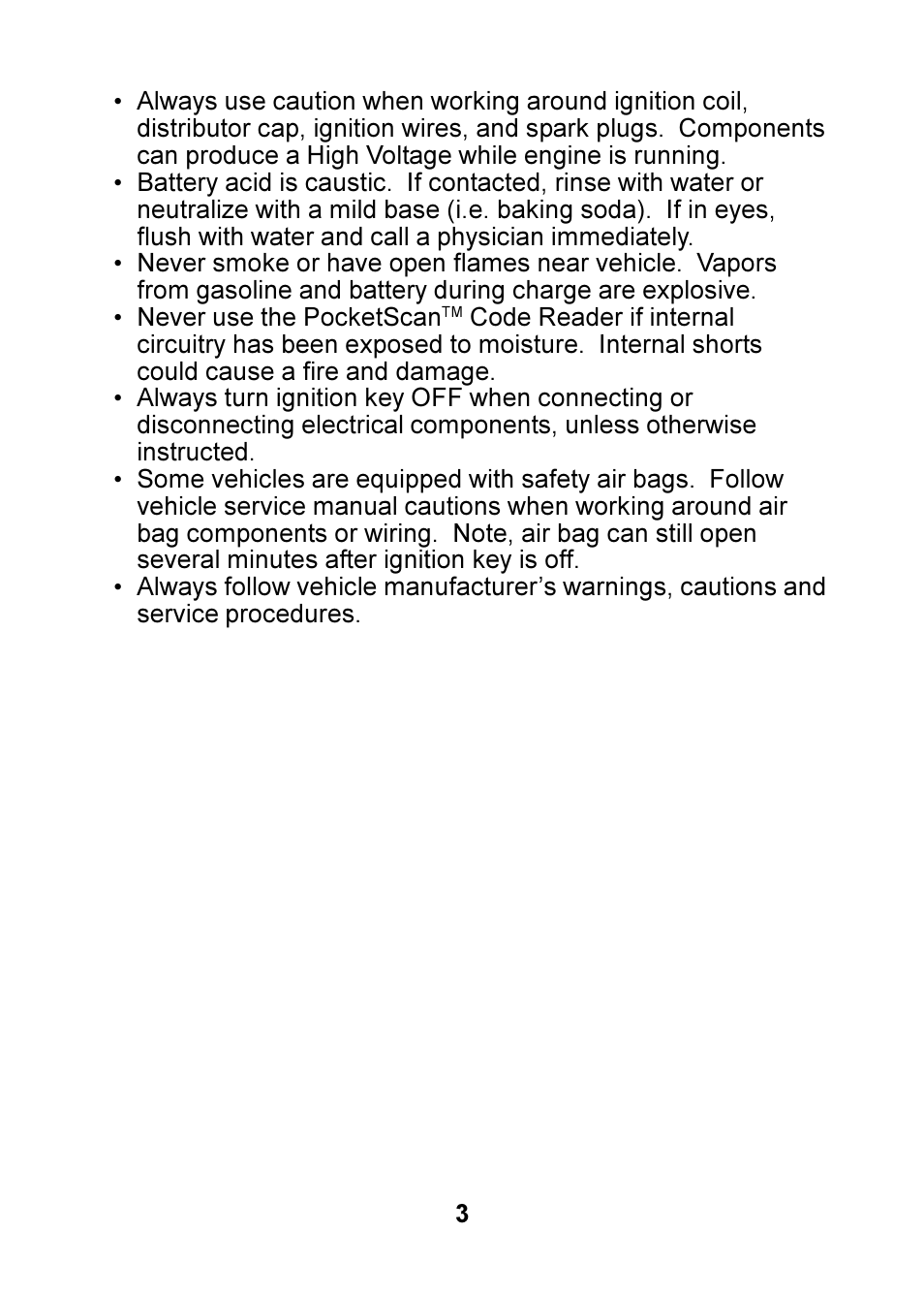 Actron OBD II POCKETSCAN CP9125 User Manual | Page 3 / 44