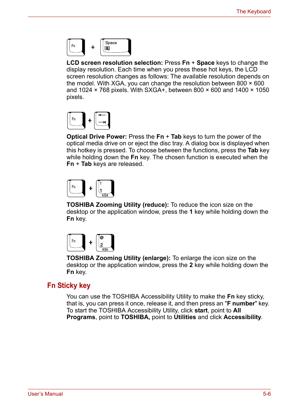 Fn sticky key | Toshiba PORTEGE M400 User Manual | Page 127 / 255