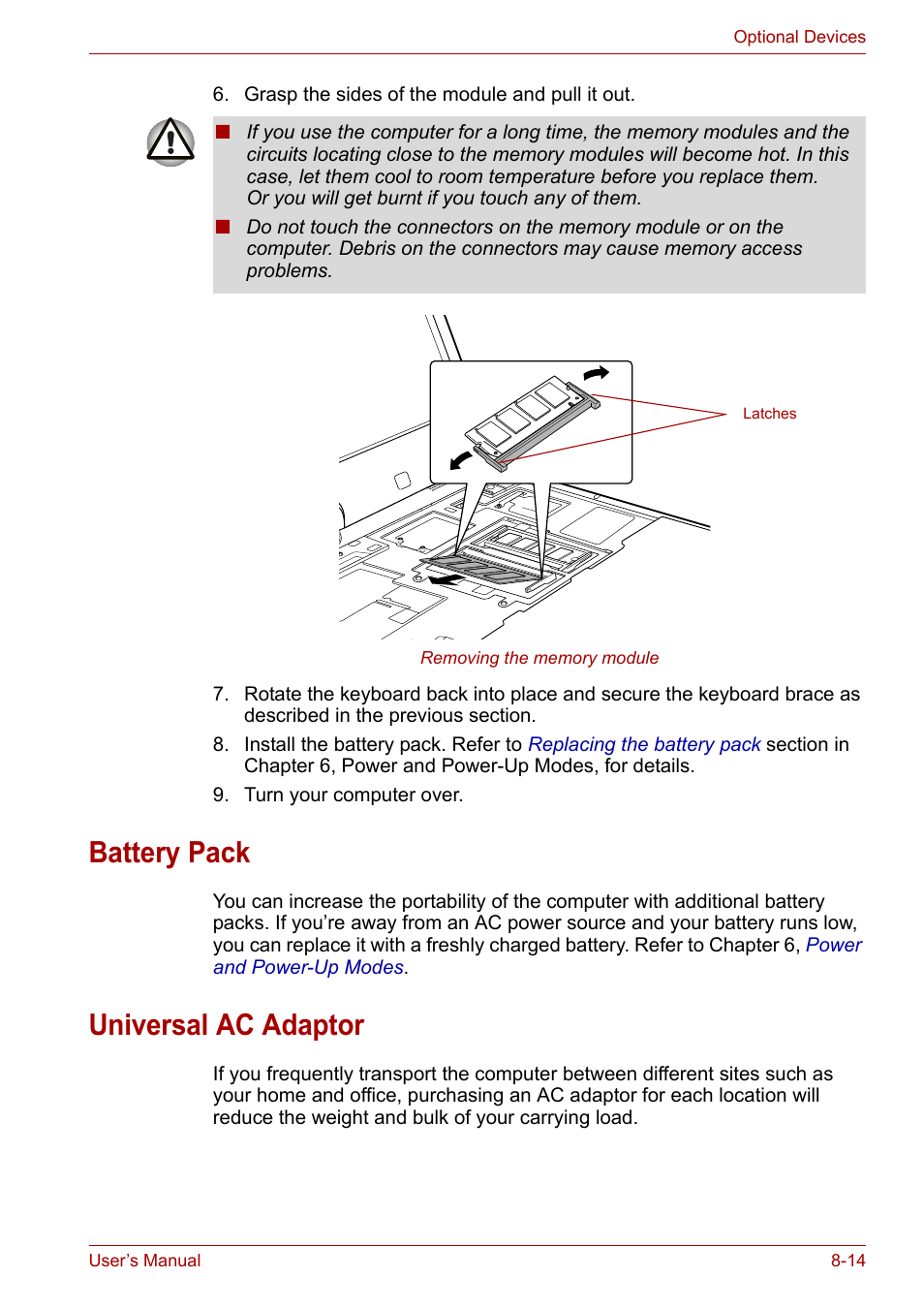 Battery pack, Universal ac adaptor, Battery pack -14 universal ac adaptor -14 | Toshiba PORTEGE M400 User Manual | Page 175 / 255