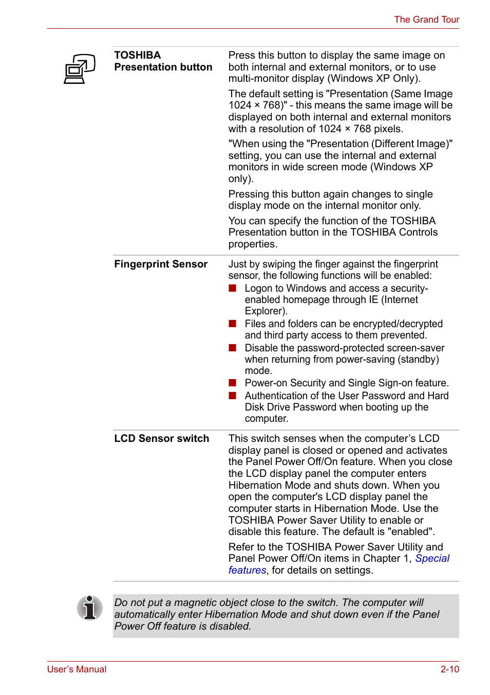 Toshiba PORTEGE M400 User Manual | Page 45 / 255