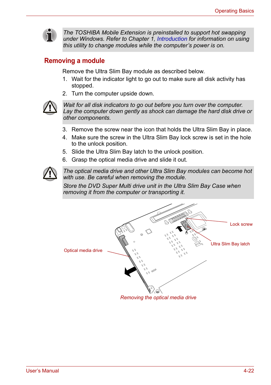 Removing a module | Toshiba PORTEGE M400 User Manual | Page 90 / 255