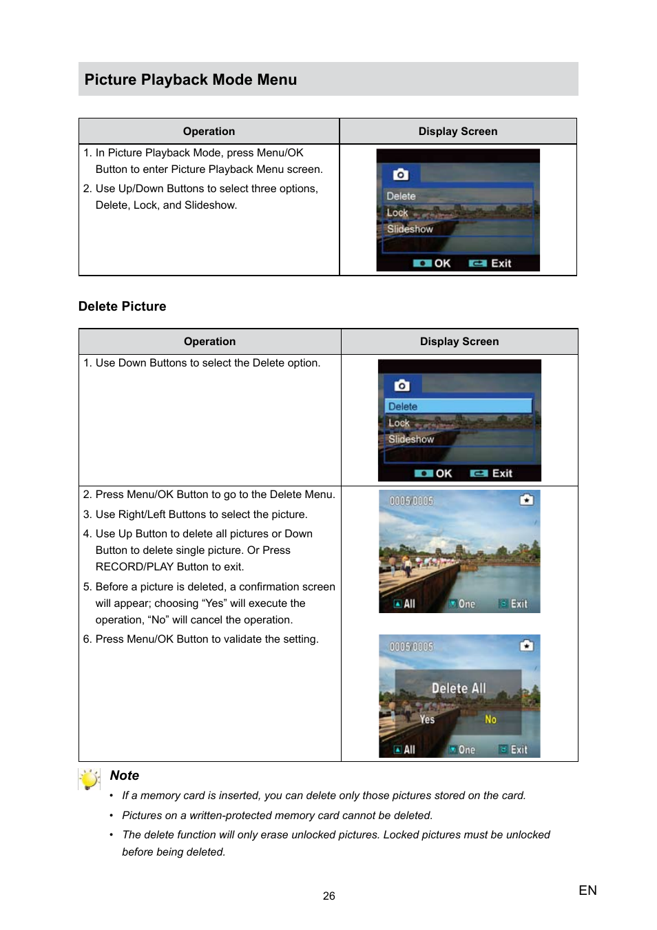 Picture playback mode menu | Toshiba Camileo H20 User Manual | Page 28 / 47