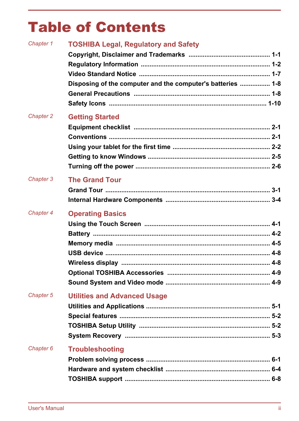 Toshiba WT7-C User Manual | Page 2 / 75